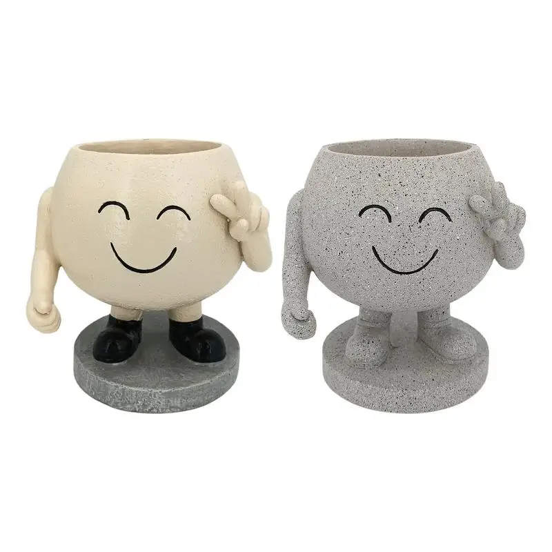 

Cute Plant Pot Planters in Smilling Face Mini Plant Pots Potted Plant Container Indoor Small Planters for Corridor Entrance Hall