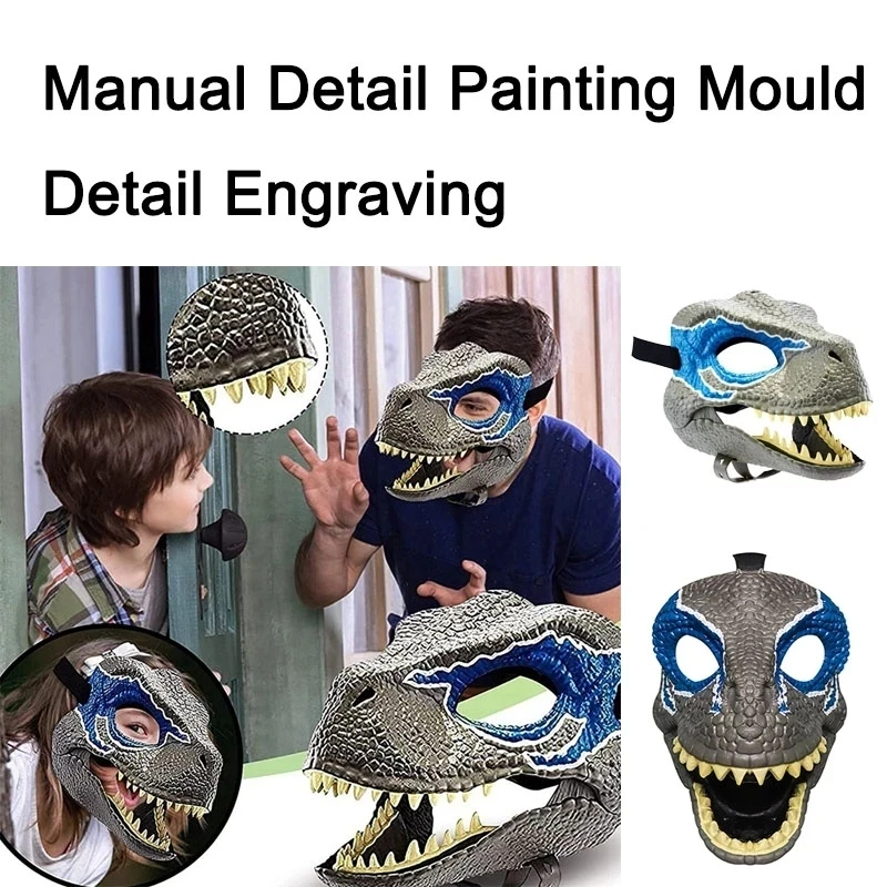 

New Dragon Mask Movable Jaw Dino Mask Moving Jaw Dinosaur Decor Mask For Halloween Party Cosplay Mask Decoration Funny Toy