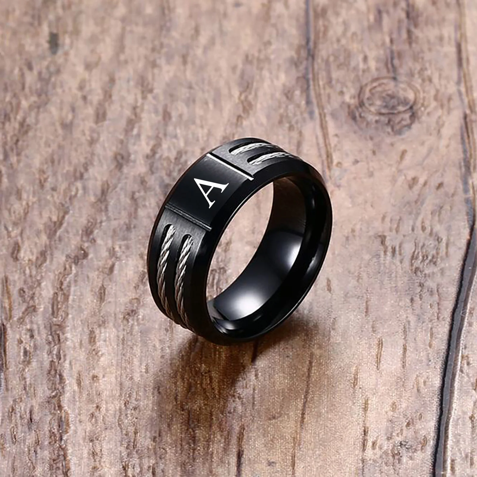Stylish Black Mens Initial Ring, Waterproof Stainless Steel A-Z Letter Wedding Bands for Male Boys Finger Gift Jewelry
Stylish Black Mens Initial Ring, Waterproof Stainless Steel A-Z Letter Wedding Bands for Male Boys Finger Gift Jewelry