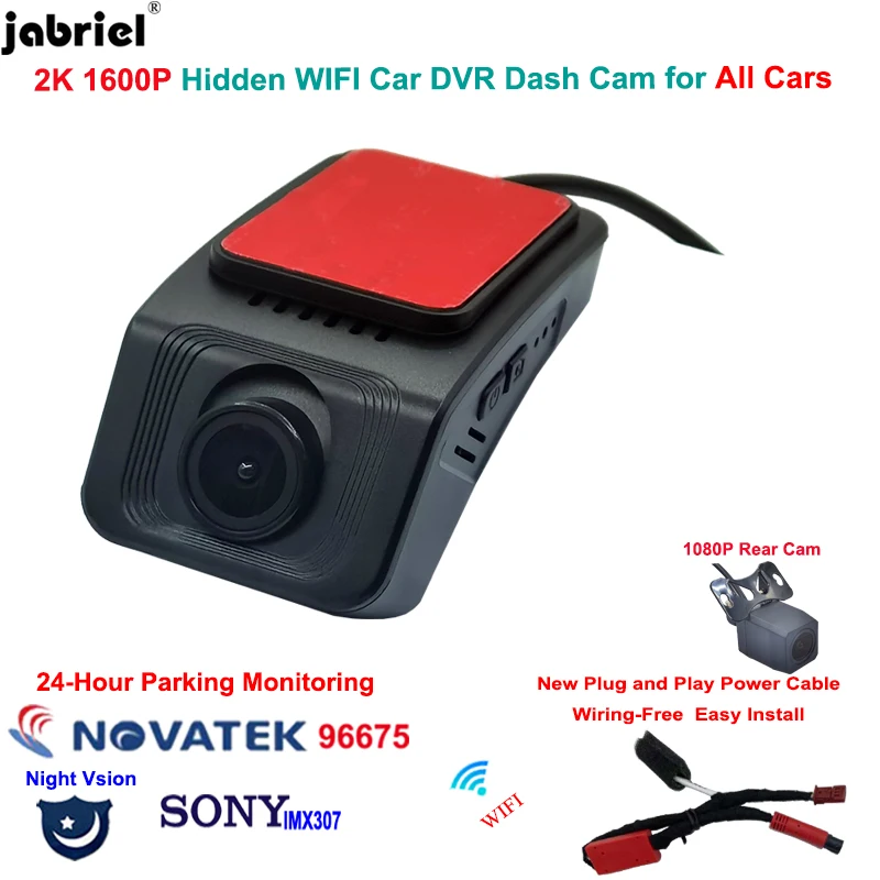 

Jabriel 2K WiFi Dash Cam Camera 24H Car DVR Video Recorder for Geely for Jaguar For Honda for Volvo for Infiniti for All Cars