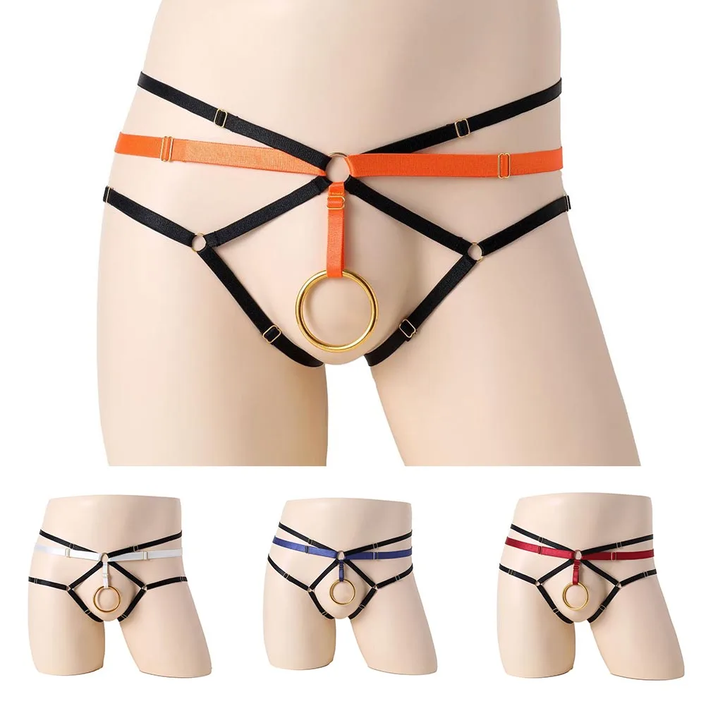 

2023 Mens O-Ring Hole Panties Ultra-Low Strap G-String Lingerie Crotchless Jockstrap Tanga Hombre Open Butt Underwear Thongs
