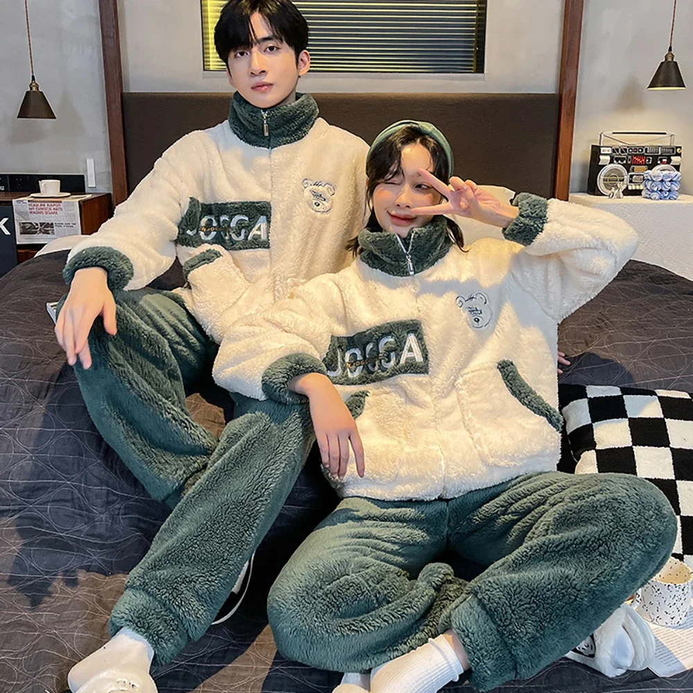 Winter Couple Thicken Flannel Plush Warm Sleepwear for Sleeping Korean Style Cute Cartoon Men Pajama Set Casual Zipper Pijama
Winter Couple Thicken Flannel Plush Warm Sleepwear for Sleeping Korean Style Cute Cartoon Men Pajama Set Casual Zipper Pijama