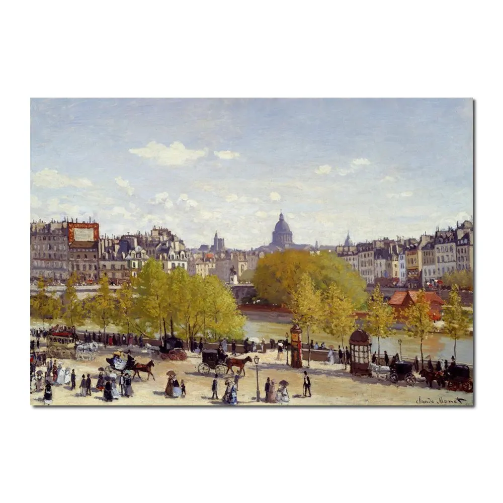 

High Quality Claude Monet Canvas Art Wharf of Louvre Paris Handmade Oil Painting La Grenouillere Landscape Artwork Sitting Room