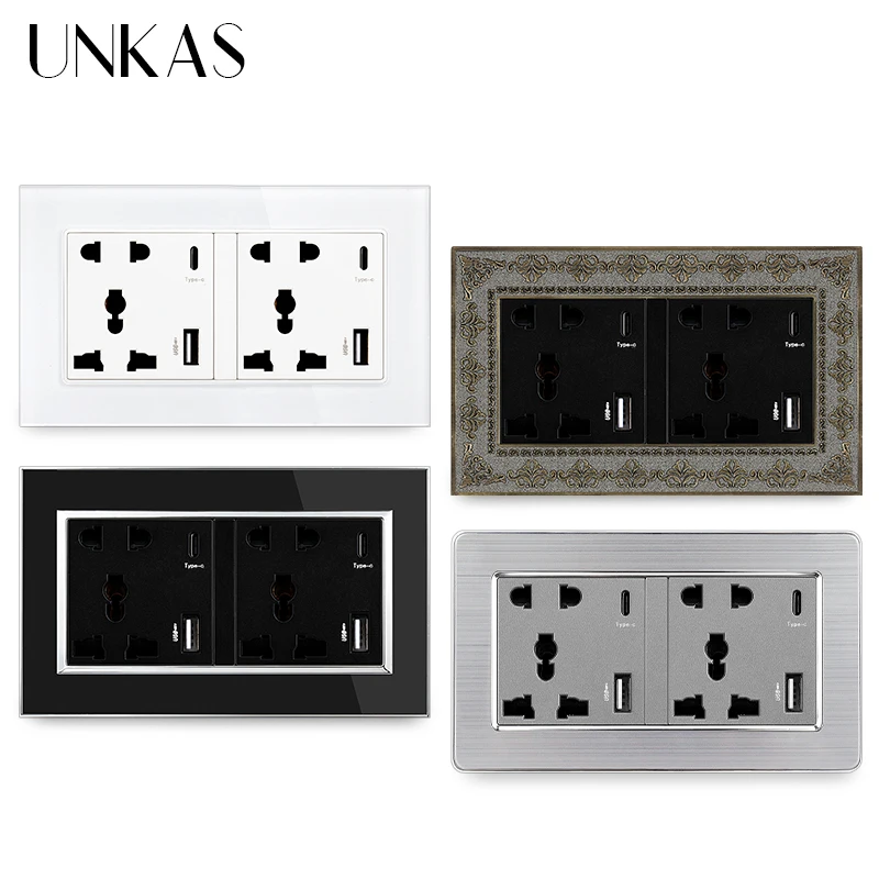UNKAS Type-C USB Port Socket 3100mA Quick Charge Glass Plastic Aluminum Stainless Steel Panel Universal 5 Hole 146MM*86MM Outlet
UNKAS Type-C USB Port Socket 3100mA Quick Charge Glass Plastic Aluminum Stainless Steel Panel Universal 5 Hole 146MM*86MM Outlet