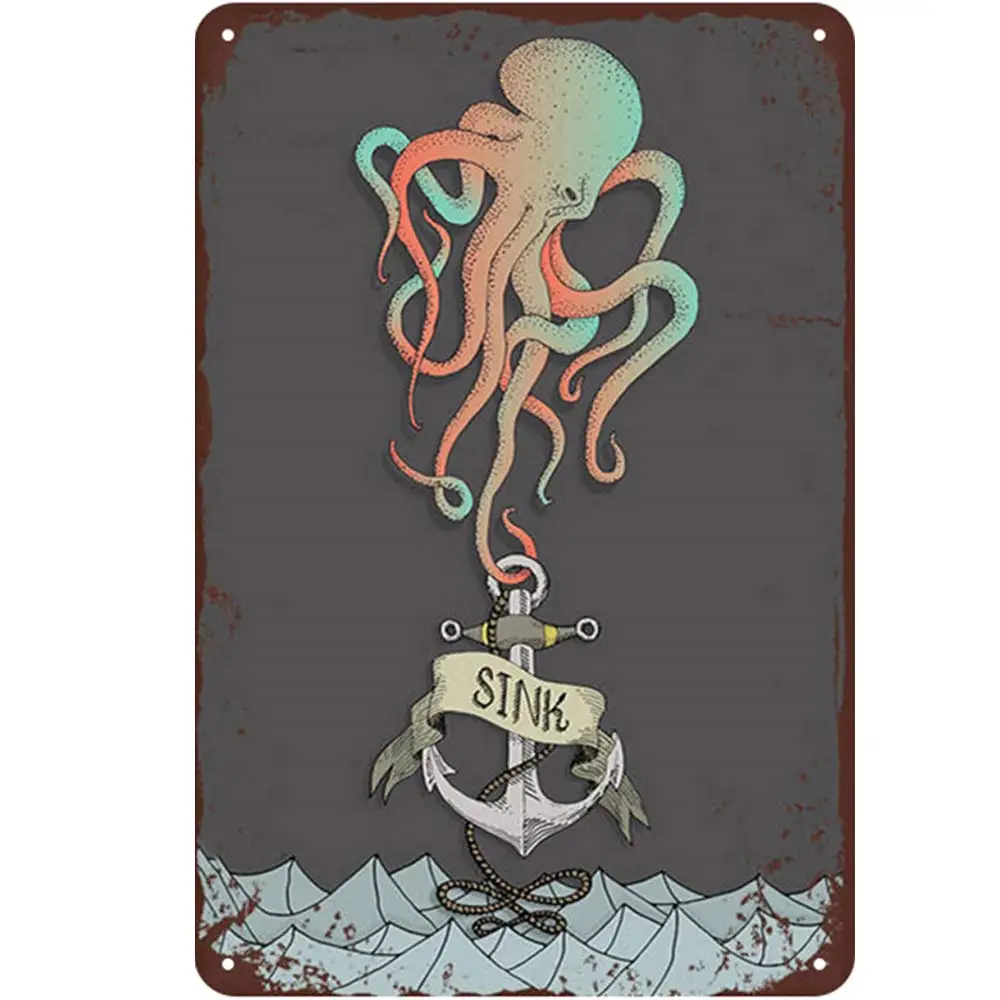 Retro Design Octopus and Iron Anchor Tin Metal Signs Wall Art | Thick Tinplate Print Poster Wall Decoration for Garage
Retro Design Octopus and Iron Anchor Tin Metal Signs Wall Art | Thick Tinplate Print Poster Wall Decoration for Garage