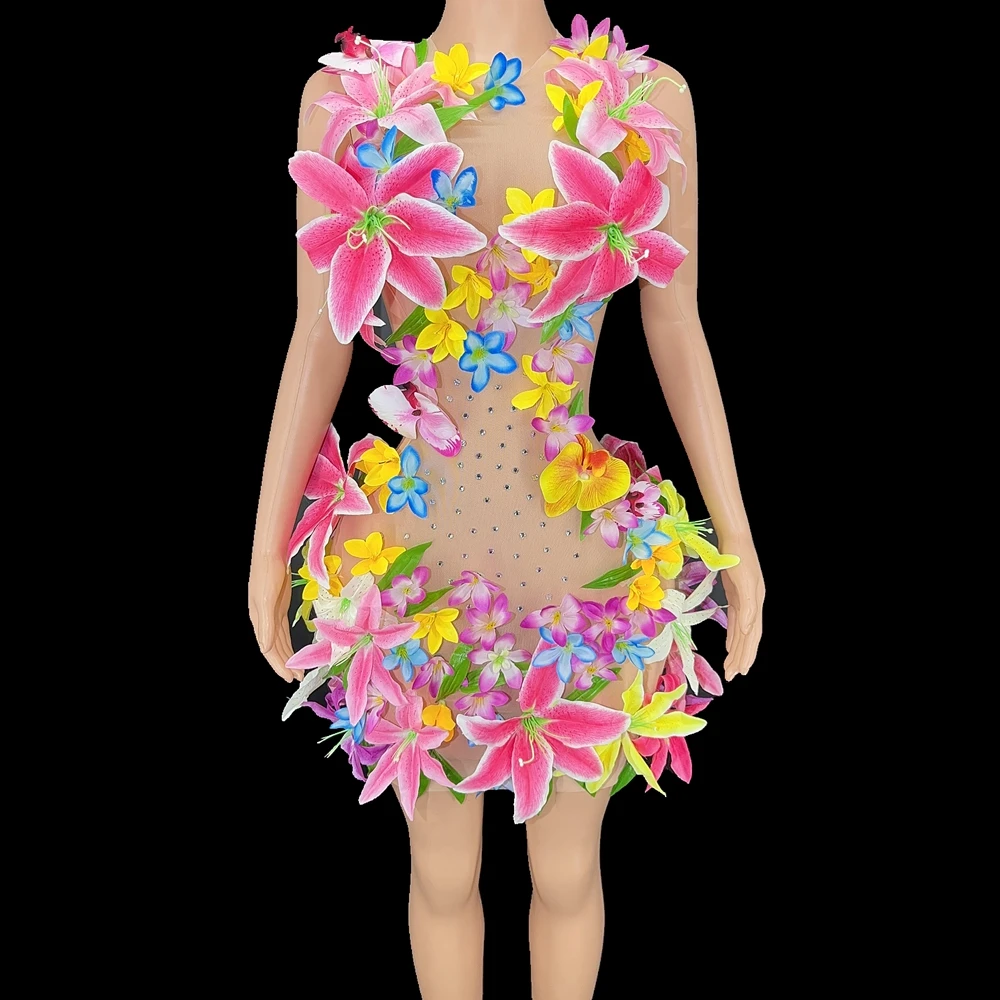 New Sexy Nude Mesh Transparent Flowers Dress Women Nightclub Performance Costume Show Stage Wear Birthday Dress for Women
New Sexy Nude Mesh Transparent Flowers Dress Women Nightclub Performance Costume Show Stage Wear Birthday Dress for Women