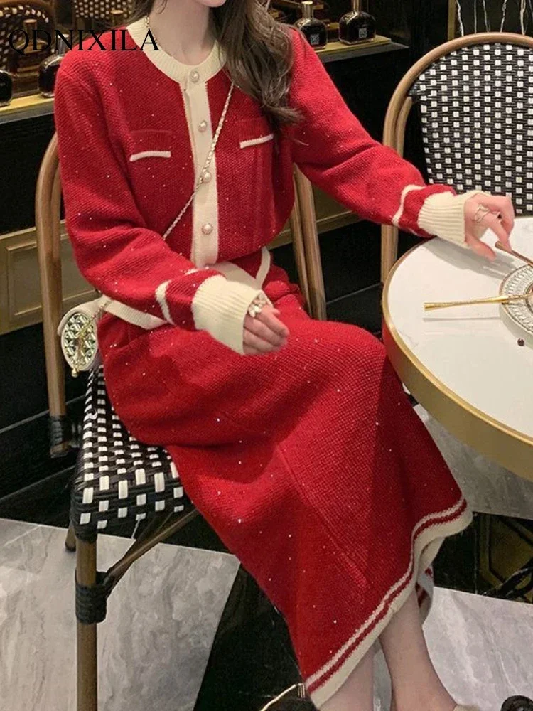 Fall/Winter New in Matching Sets for Women 2 Pieces Korean Fashion Vintage Top Skirt Knit Set Sweater Dress Elegant Women's Sets
Fall/Winter New in Matching Sets for Women 2 Pieces Korean Fashion Vintage Top Skirt Knit Set Sweater Dress Elegant Women's Sets