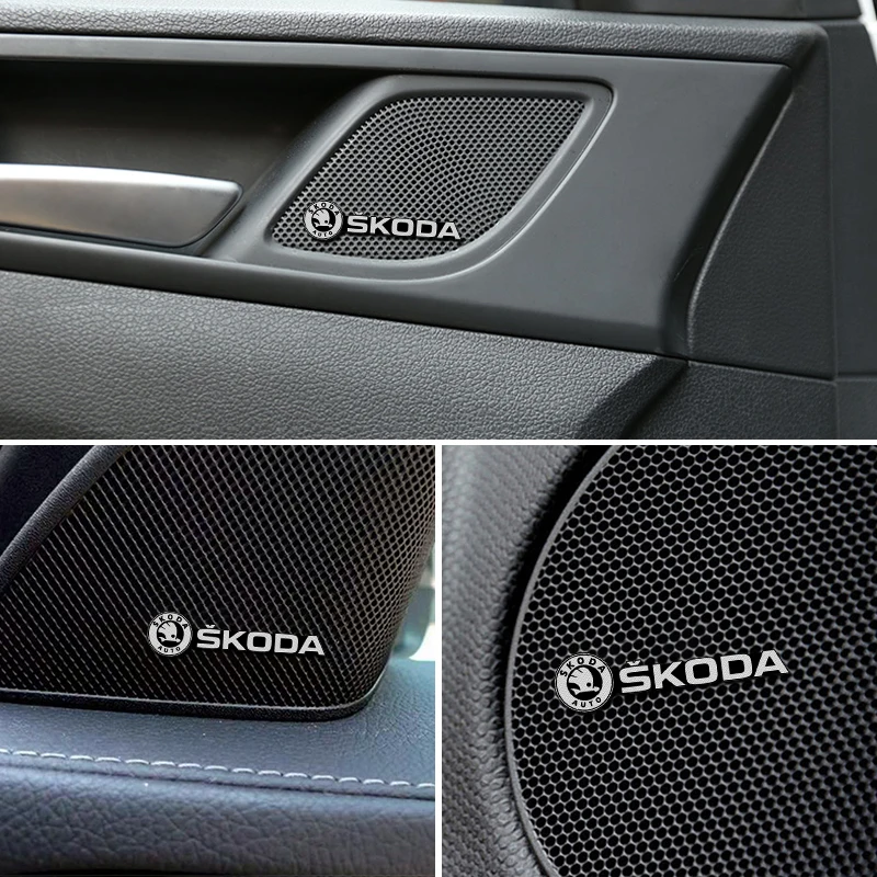Фото 4pcs 3D aluminum speaker stereo badge emblem Sticker for Skoda Octavia A5 A7 RS Fabia Superb Accessories Car-Styling | Автомобили и