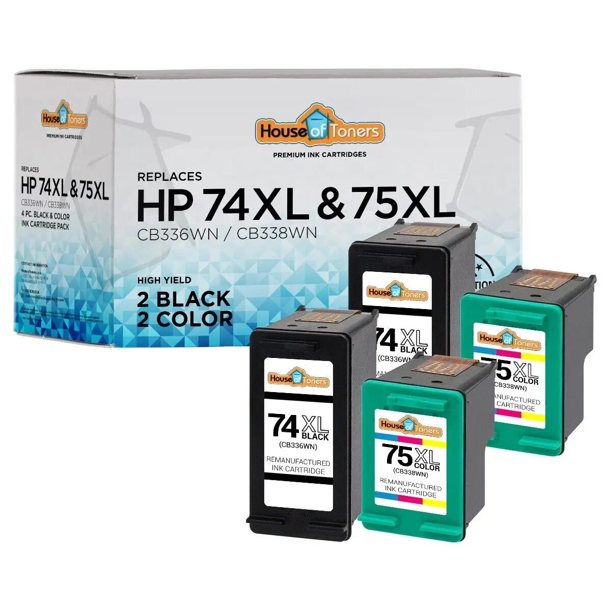 4-pk for HP74 75 XL Ink for Photosmart C4480 C4500 C4540 C5200 C5240 C5290 C5550
4-pk for HP74 75 XL Ink for Photosmart C4480 C4500 C4540 C5200 C5240 C5290 C5550