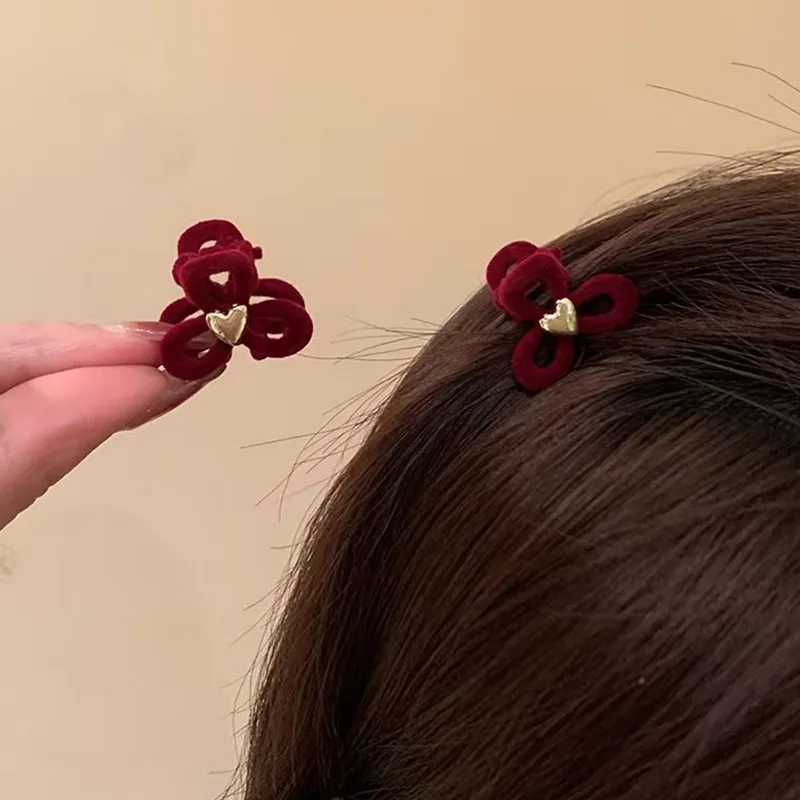 

Flocking Bow Lovely Girls Mini Hair Claw Hairpin Sweet Heart Bowknot Mini Hair Clip Hairwear Fashion Women Hair Accessory