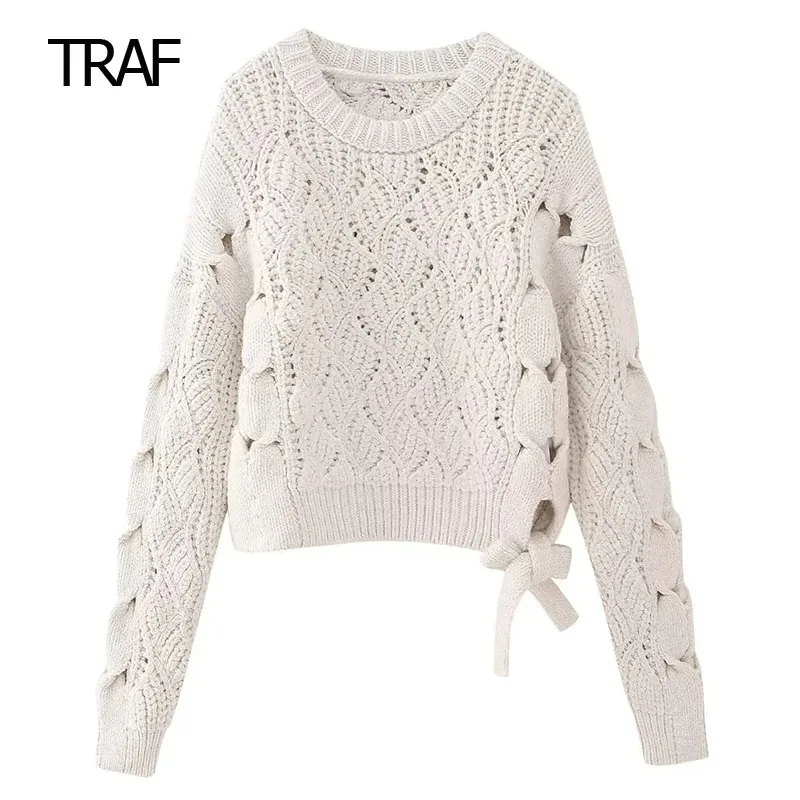 TRAF Knitted Cutwork Sweater Women's Sweater Autumn Long Sleeve O-Neck Pullover Korean Style Knitwear Elegant Luxury Tops Mark
TRAF Knitted Cutwork Sweater Women's Sweater Autumn Long Sleeve O-Neck Pullover Korean Style Knitwear Elegant Luxury Tops Mark