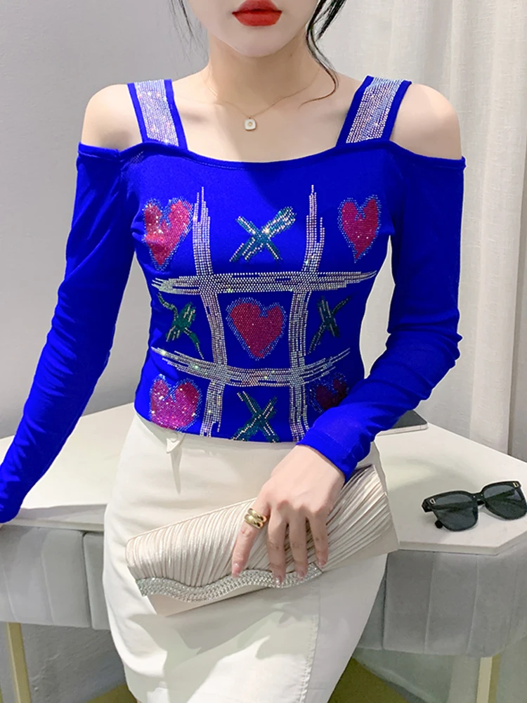 Winsleter Elegant Basic Tshirt Long Sleeve Tees Women Sexy Off Shoulder Shiny Luxury Diamonds Slim Mesh Tops Autumn T38059JC
Winsleter Elegant Basic Tshirt Long Sleeve Tees Women Sexy Off Shoulder Shiny Luxury Diamonds Slim Mesh Tops Autumn T38059JC
