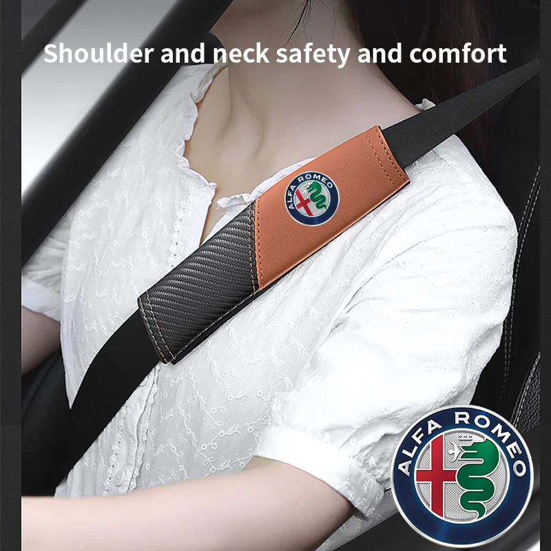 

1Pcs car seat belt cover shoulder pad interior accessories for Alfa Romeo147 166 156 GT Giulia Stelvio Tonale