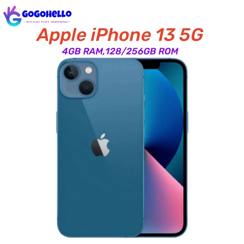 

Unlocked Original Apple iPhone 13 4GB RAM 128GB/256 ROM 5G A15 Bionic Chip 6.1" OLED With Face ID 12MP Camera NFC Cell Phone