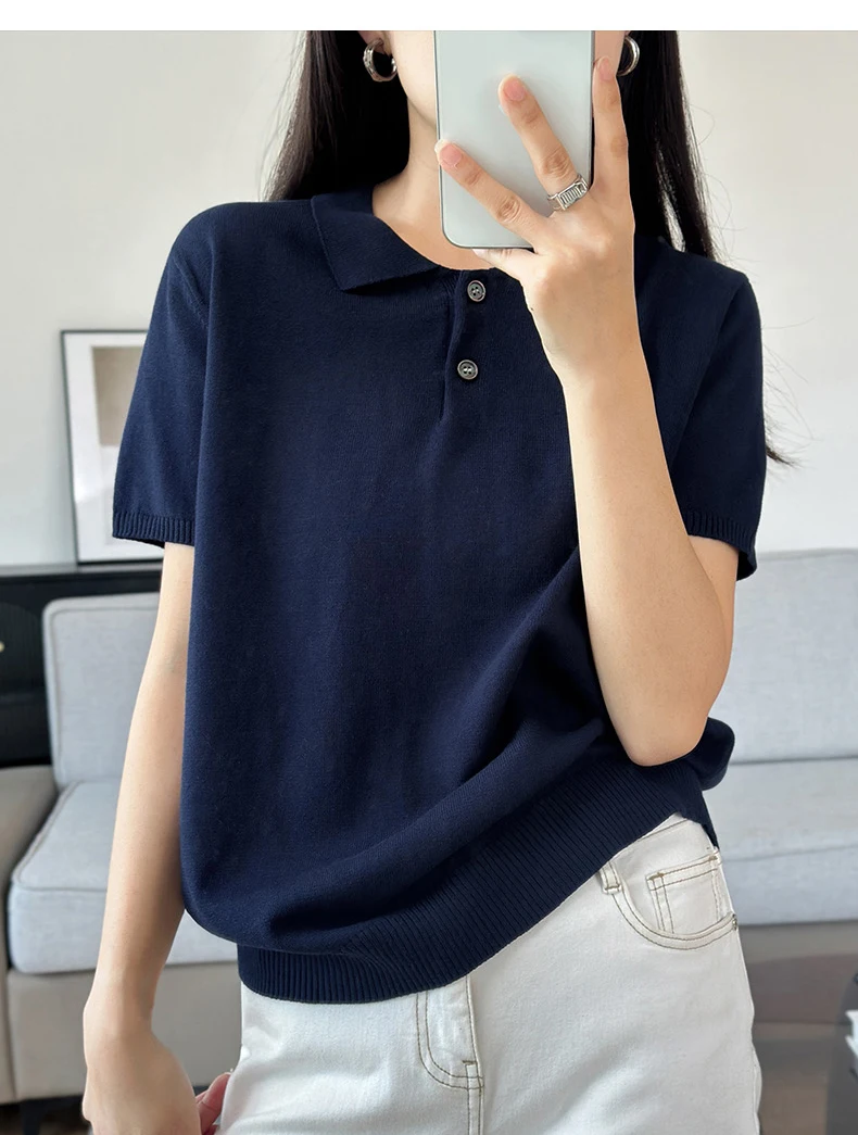 WinvyNee الصيف الملابس النسائية القطن بولو تي شيرت قصير الأكمام بولو طوق الملابس الصلبة بلوزة كاجوال الإناث بلايز أ 1002029 WinvyNee الصيف الملابس النسائية القطن بولو تي شيرت قصير الأكمام بولو طوق الملابس الصلبة بلوزة كاجوال الإناث بلايز أ 1002029