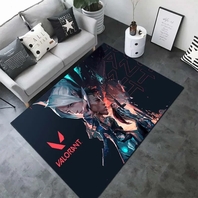 

V-Valorant Printed Carpet Livingroom Bedroom Cloakroom Kid's Room Bedside Bathroom Anti Slip Comfortable Home Mat Bedroom Decor