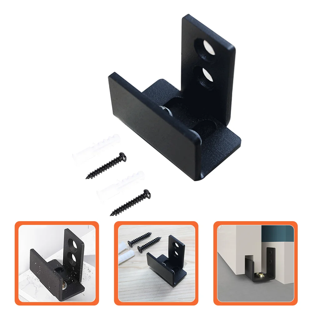 

Black Ground Guide Rail Barn Door Stopper for Sliding Floor Guides Pocket Adjustable Carbon Steel Swing Bottom