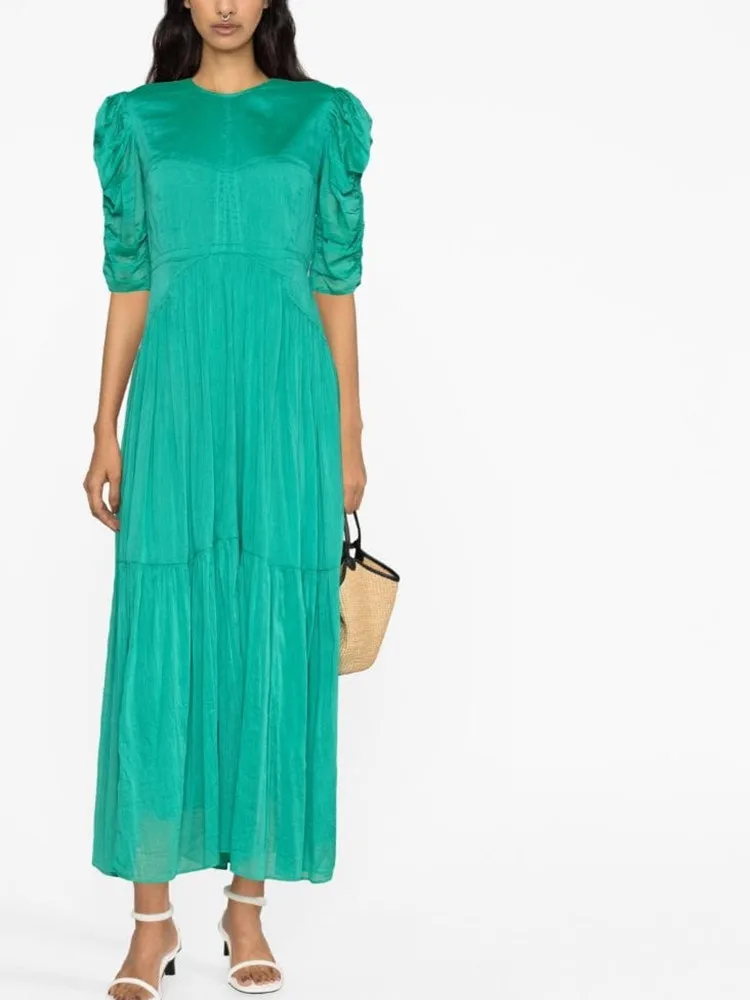 Women O-Neck Slim Waist Midi Dress 2 Colors Puff Sleeve Elegant Backless Lace-Up Ruffles Layered A-Line Long Robes 2023 New
Women O-Neck Slim Waist Midi Dress 2 Colors Puff Sleeve Elegant Backless Lace-Up Ruffles Layered A-Line Long Robes 2023 New