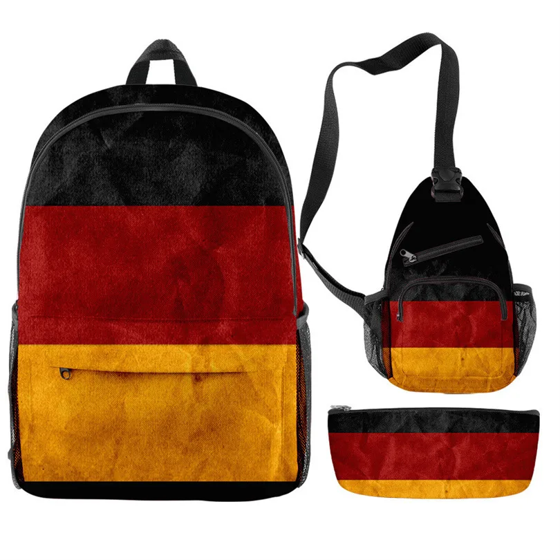 

Popular National Flag Portugal Argentina Germany USA Russia 3D Print 3pcs/Set School Bags Laptop Backpack Chest Bag Pencil Case