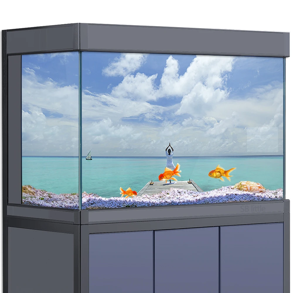 Aquarium Background Sticker Decoration for Fish Tanks, Beach Sea Blue Sky Yoga HD 3D Poster 5-55 Gallon Reptile Habitat 
Aquarium Background Sticker Decoration for Fish Tanks, Beach Sea Blue Sky Yoga HD 3D Poster 5-55 Gallon Reptile Habitat