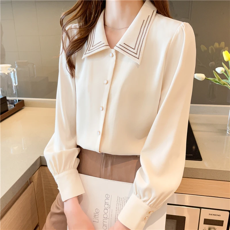 Women Chiffon Blouse Long Sleeve Turn Down Collar Loose Shirt 2023 Spring Summer Elegant OL Ladies Blouses Top
Women Chiffon Blouse Long Sleeve Turn Down Collar Loose Shirt 2023 Spring Summer Elegant OL Ladies Blouses Top