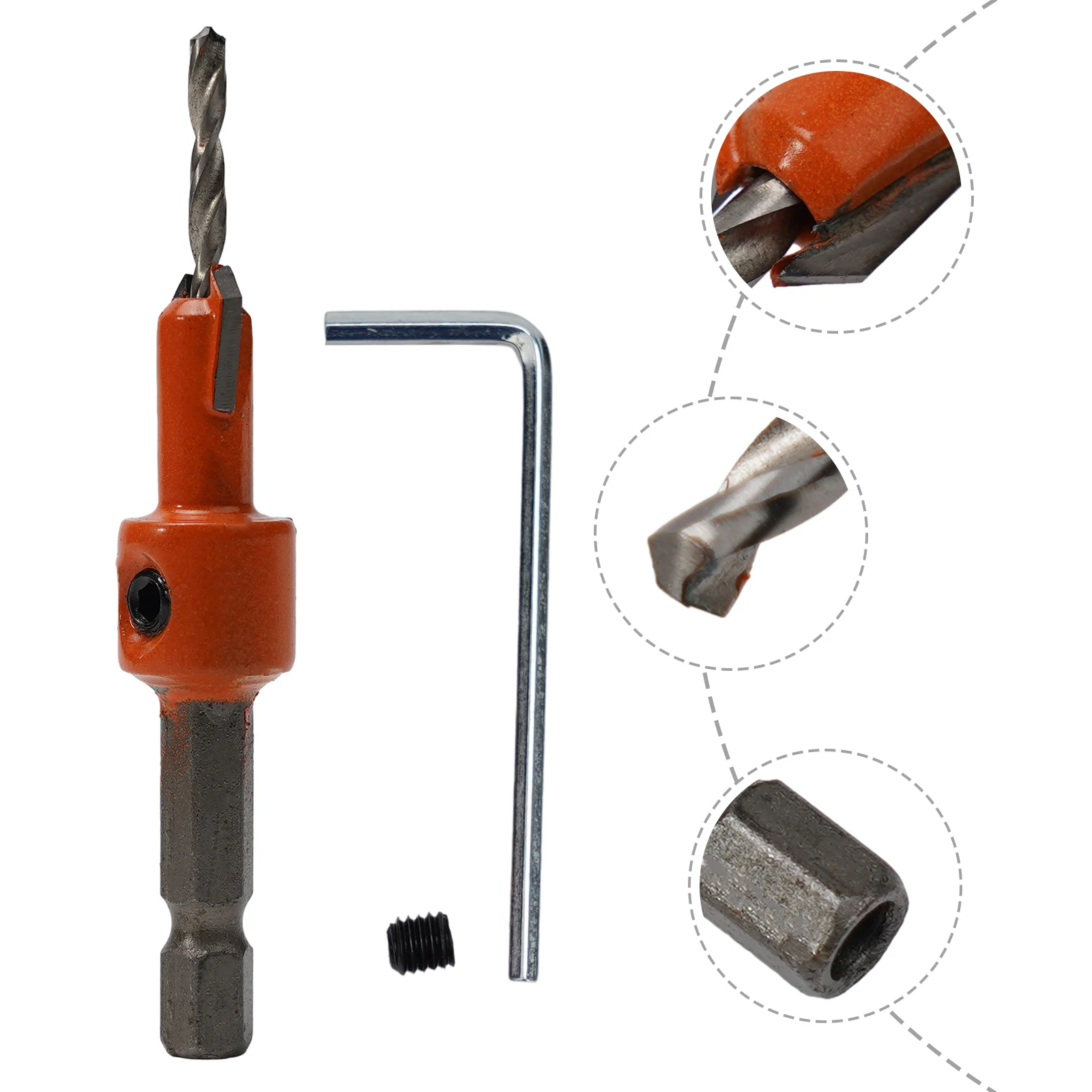 1pc 1/4\" Hex Shank Woodworking Countersink Drill Bit Router Bit Screw Extractor Demolition For Woodworking Drilling Counterbore
1pc 1/4\" Hex Shank Woodworking Countersink Drill Bit Router Bit Screw Extractor Demolition For Woodworking Drilling Counterbore