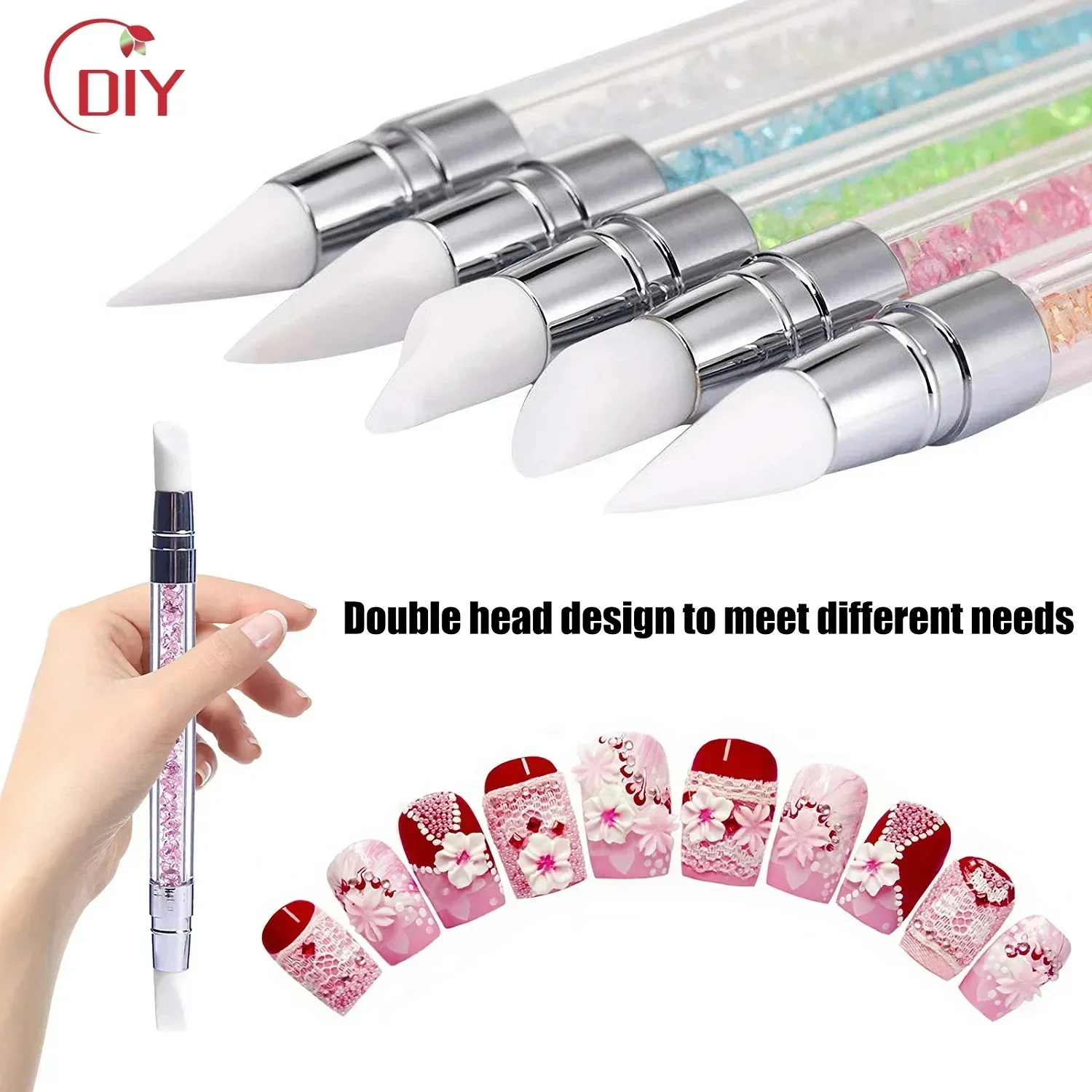 5pcs/Set Dual-Ended Silicone Engraving Embossing Pen 3D Rhinestones Acrylic Nail Brushes For Mirror Glitter Powder Manicure Tool
5pcs/Set Dual-Ended Silicone Engraving Embossing Pen 3D Rhinestones Acrylic Nail Brushes For Mirror Glitter Powder Manicure Tool