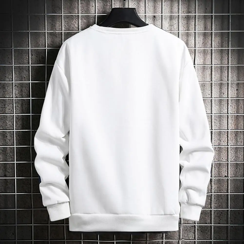 

Men Sweatshirt Men's Contrast Color Patchwork Sweatshirt with Elastic Cuff Thick Warm Winter Top for Casual Wear Fall Winter