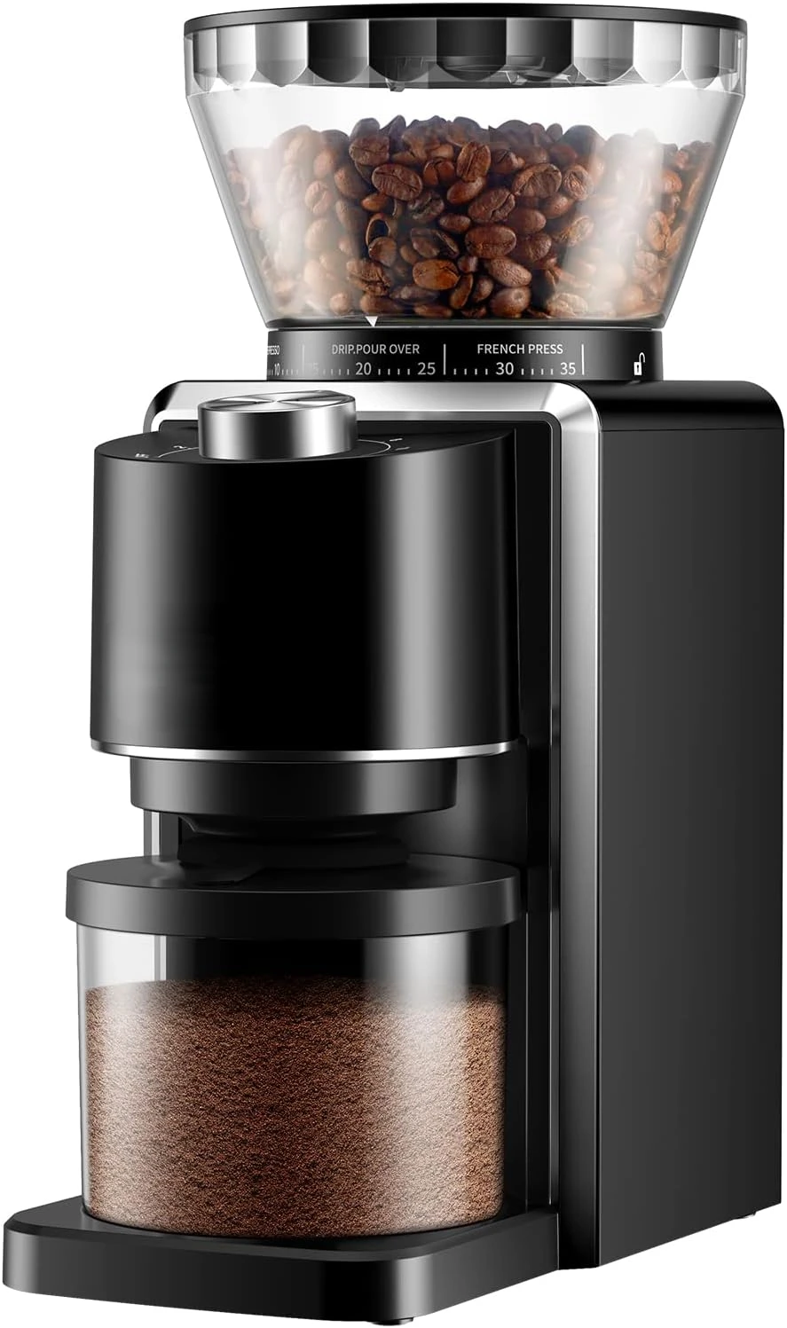 

Burr Coffee Grinder, Electric Adjustable Burr Mill with 35 Precise Grind Setting for 2-12 Cup, Black