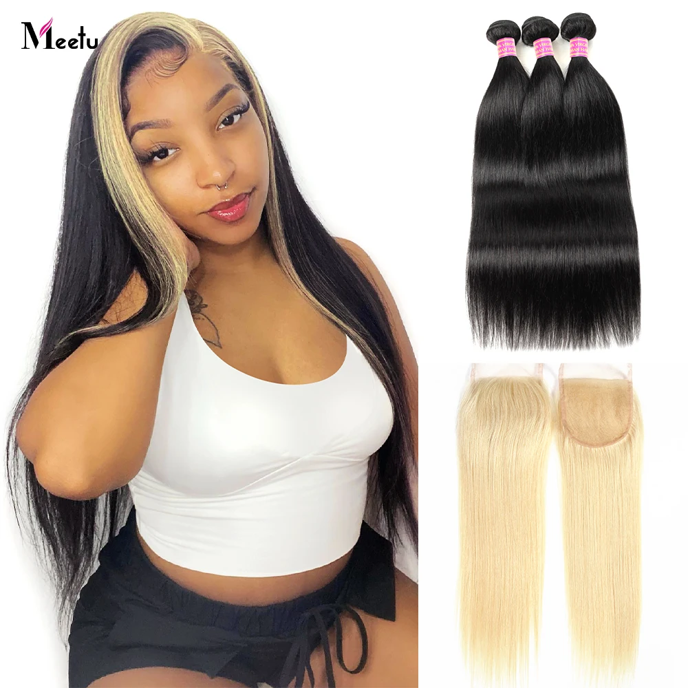 Meetu Straight Bundles with Closure 613 Blonde Lace Closure and Bundles Human Hair Bundles with Closure Remy 4x4 Lace Closure
Meetu Straight Bundles with Closure 613 Blonde Lace Closure and Bundles Human Hair Bundles with Closure Remy 4x4 Lace Closure
