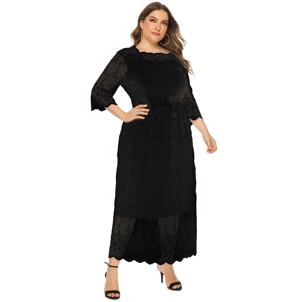 Plus Size Women's Dresses 2023 Summer New Lace Medium-sleeved Long Elegant Dresses Lar Size Female Casual Vacation Beach Dress
Plus Size Women's Dresses 2023 Summer New Lace Medium-sleeved Long Elegant Dresses Lar Size Female Casual Vacation Beach Dress