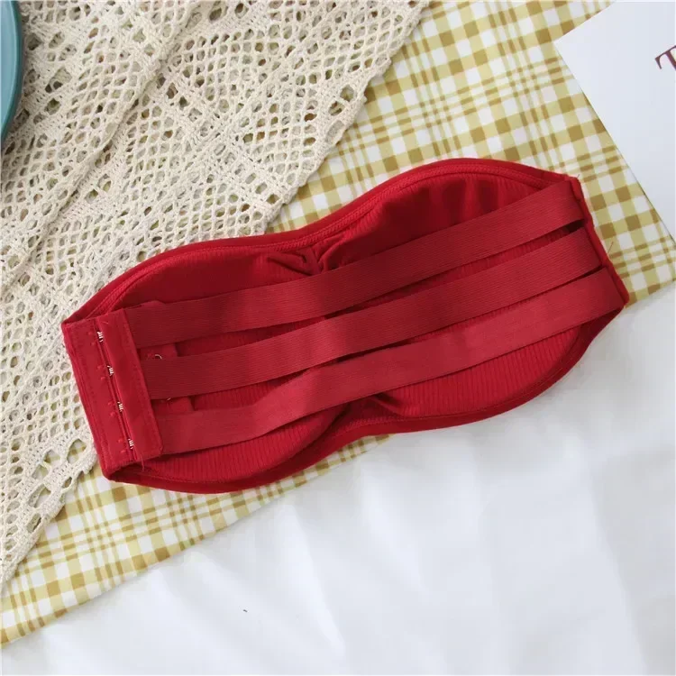 Women's Invisible Strapless Bra with Removable Pads Sexy Underwear Tube Top Girls One-piece Backless Lingerie Cropped Tanks Women's Invisible Strapless Bra with Removable Pads Sexy Underwear Tube Top Girls One-piece Backless Lingerie Cropped Tanks