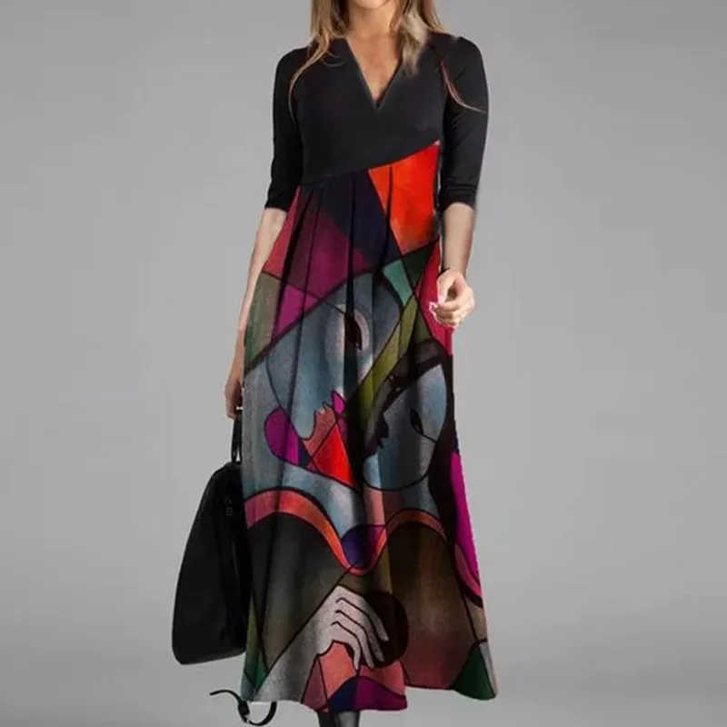 Printed Cotton Long Deep V-neck High Waist Large Hem Pleated Women Mid Calf Dresses Mori Girl Style Gradient 3D Pattern Slim
Printed Cotton Long Deep V-neck High Waist Large Hem Pleated Women Mid Calf Dresses Mori Girl Style Gradient 3D Pattern Slim