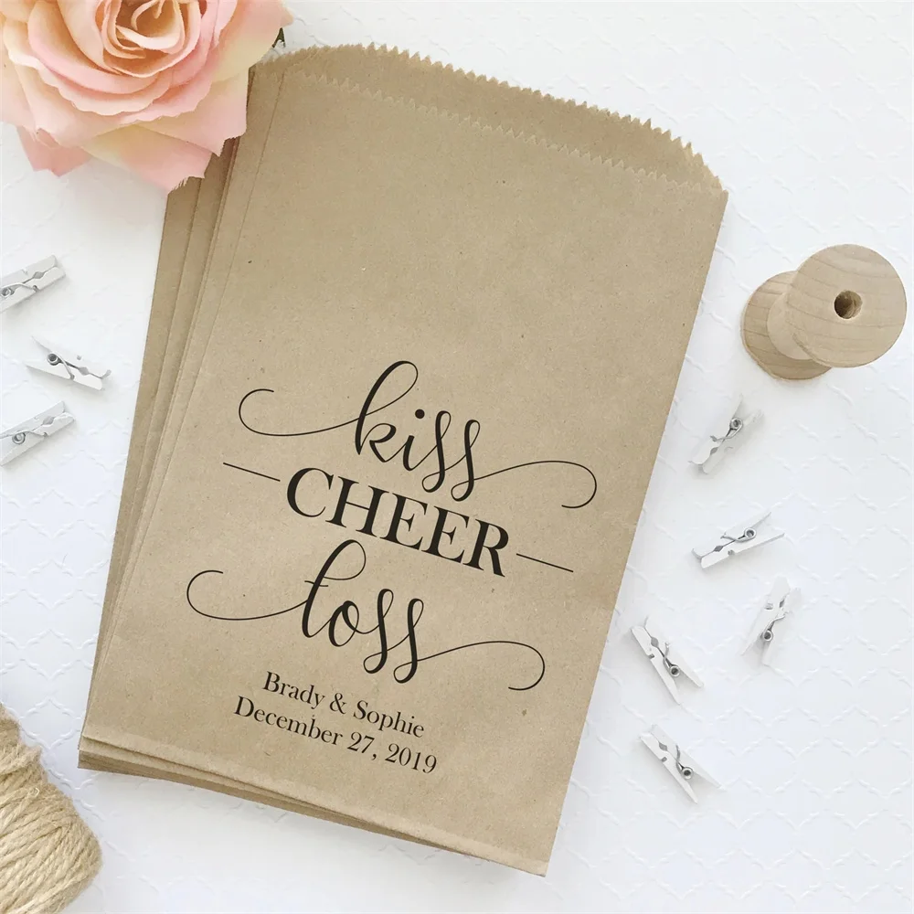 

50 Kiss cheer toss bags - Wedding petal toss bag - Confetti bags - Flower petal bags - Petal bags