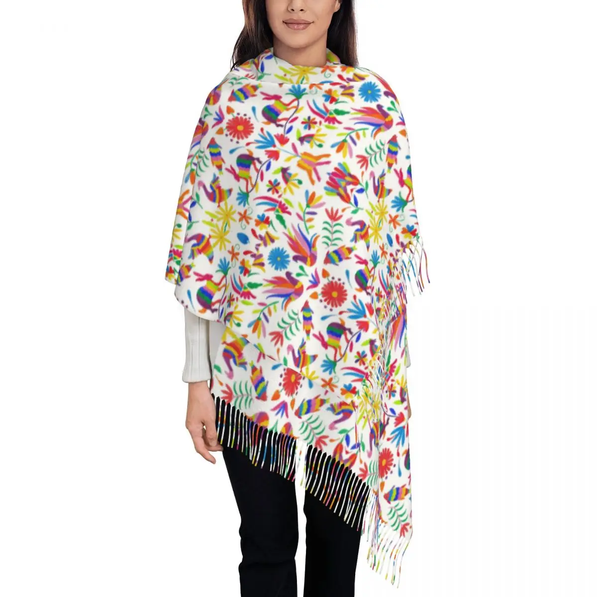 Otomi Folk Mexican Art Tassel Scarf Women Soft Floral Birds Pattern Shawls Wraps Lady Winter Fall Scarves
Otomi Folk Mexican Art Tassel Scarf Women Soft Floral Birds Pattern Shawls Wraps Lady Winter Fall Scarves