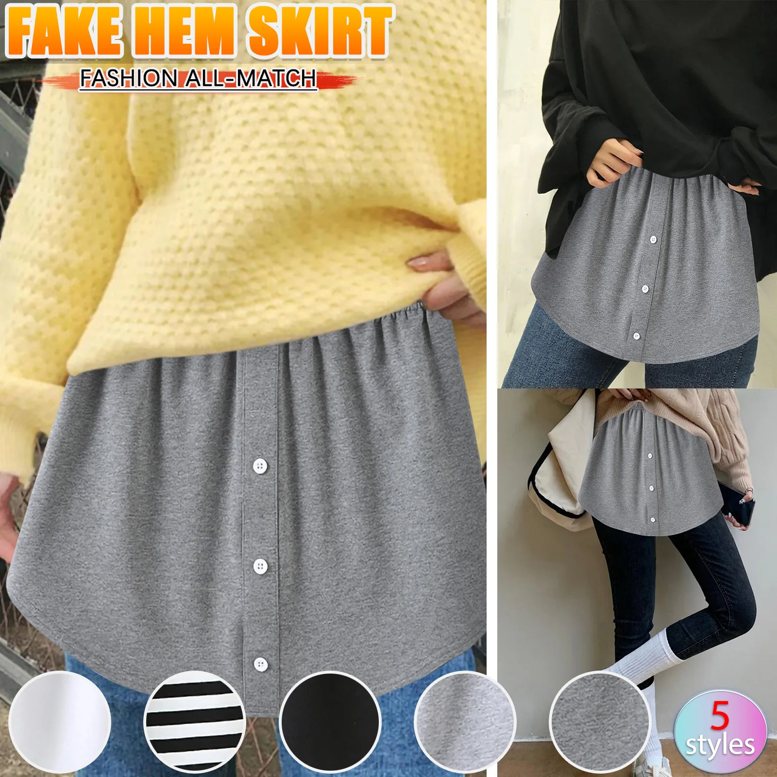 

Women Fake Hem Shirt Blue Layered Tiered Sheer Stripe Printing Extender Half Slip Plus Size Skirt Half-length Adjustable Shirt