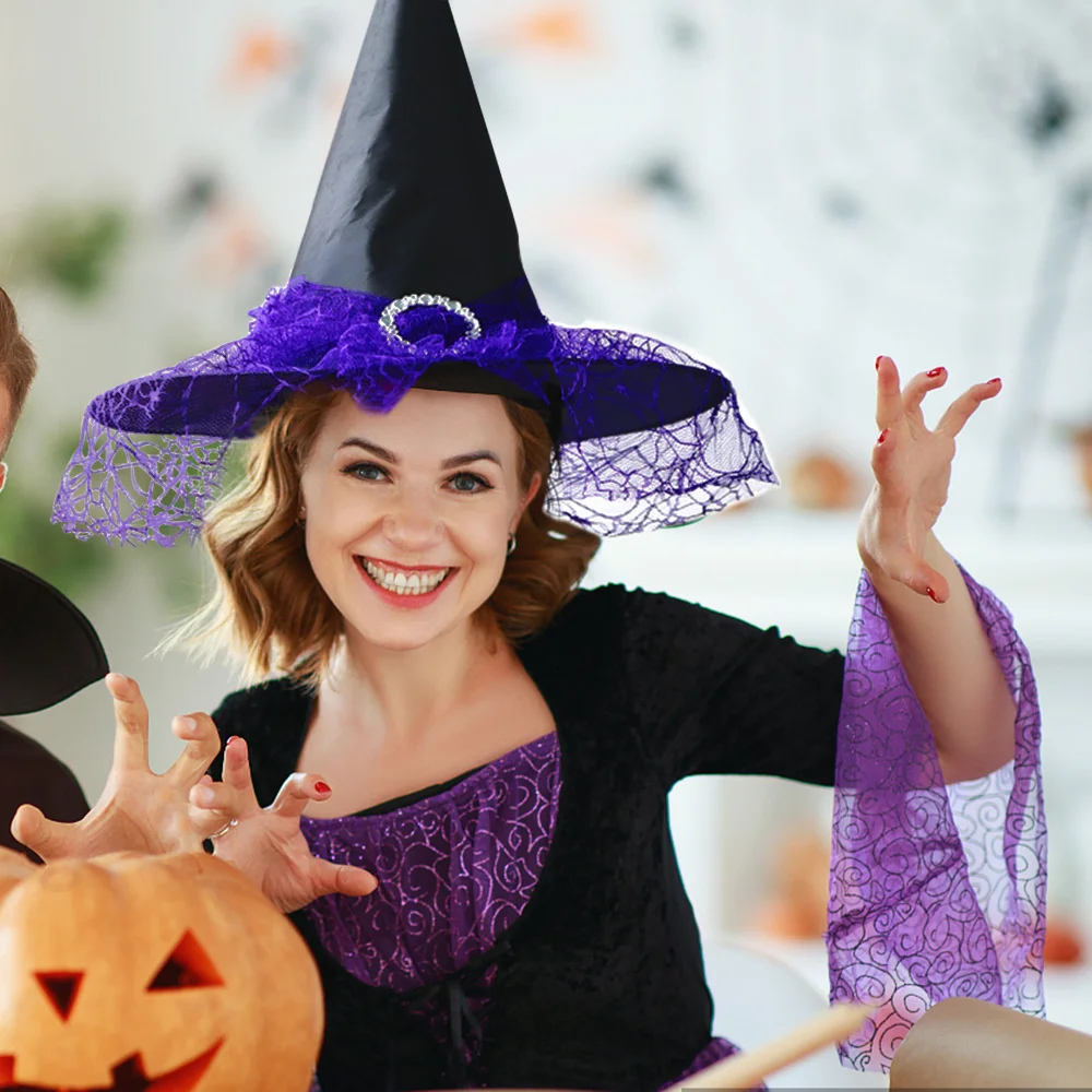 Fashion Halloween Witch Hat Lace Cosplay Party Wide Brim Hat Accessory Tulle Witch Hat Christmas Present Halloween Hat Adult Cap
Fashion Halloween Witch Hat Lace Cosplay Party Wide Brim Hat Accessory Tulle Witch Hat Christmas Present Halloween Hat Adult Cap
