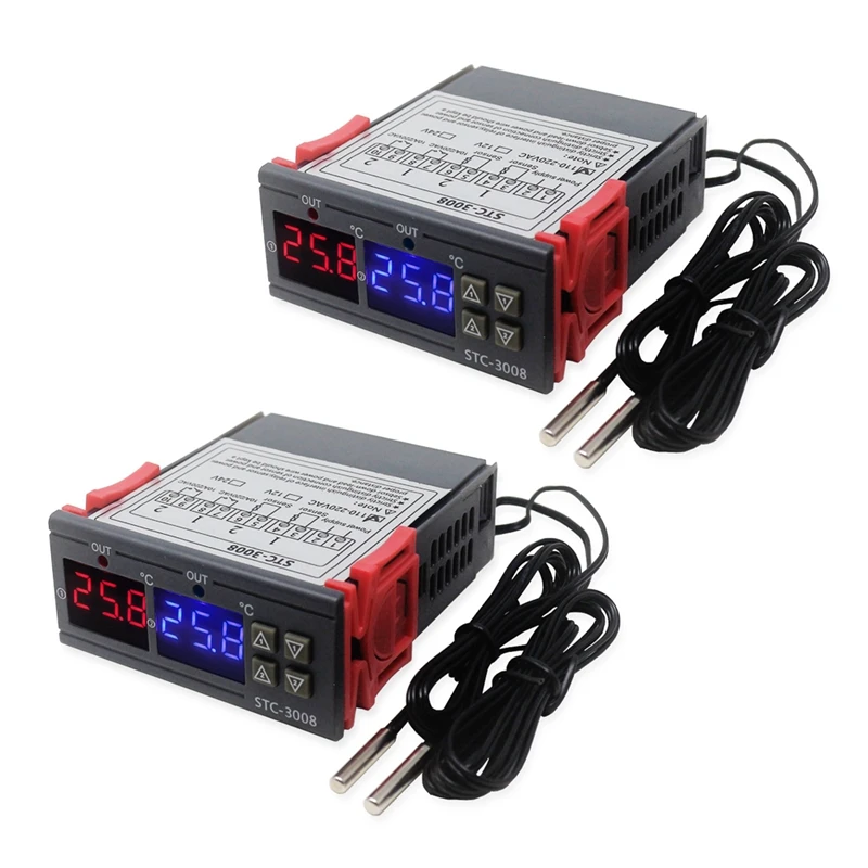 2X STC-3008 Dual Digital Incubator Thermostat Display Temperature Controller 12V
2X STC-3008 Dual Digital Incubator Thermostat Display Temperature Controller 12V