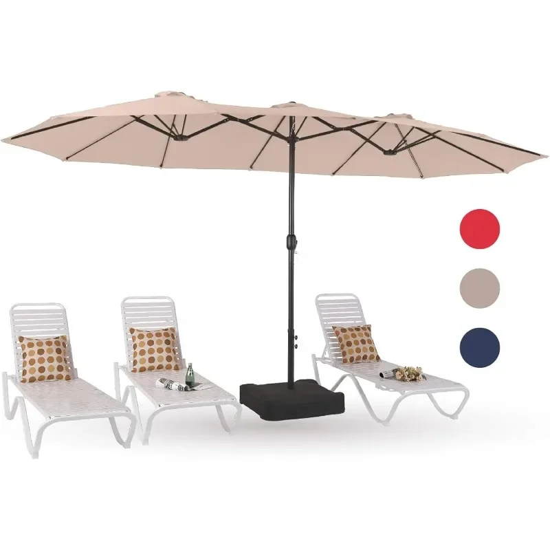 

PHI VILLA 15ft Large Patio Umbrellas with Base Included, Outdoor Double-Sided Rectangle Market Umbrella with Crank Handle