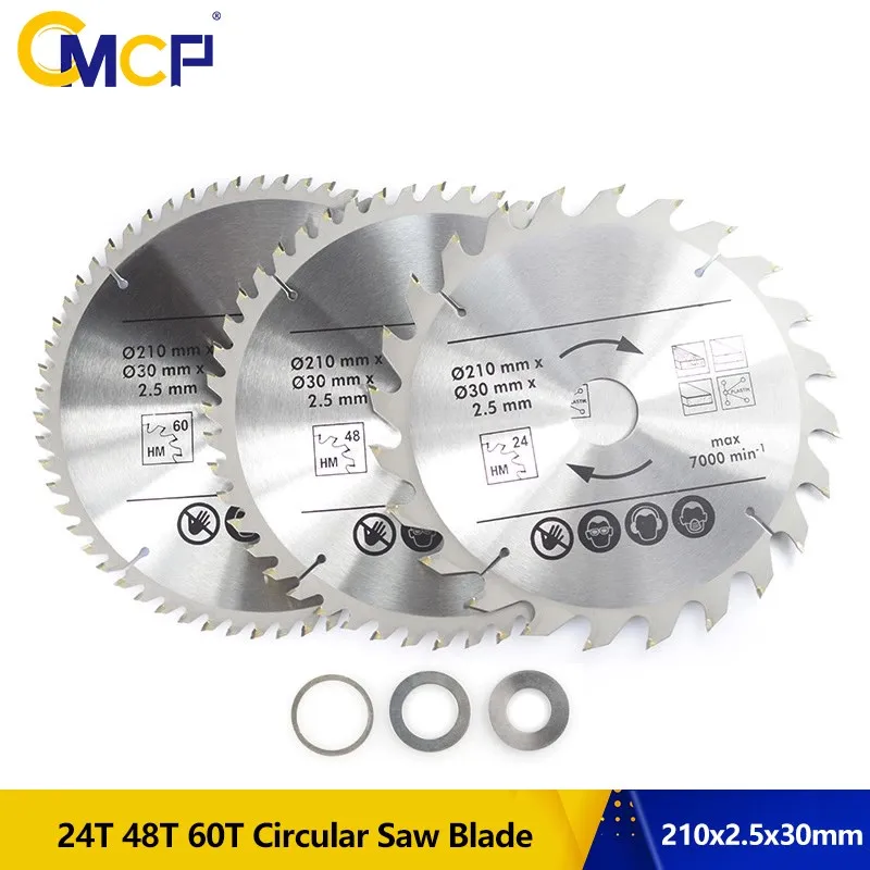

CMCP 210x30mm Circular Saw Blade 24T 48T 60T 80T TCT Saw Blade Carbide Tipped Wood Cutting Disc For Power Tools