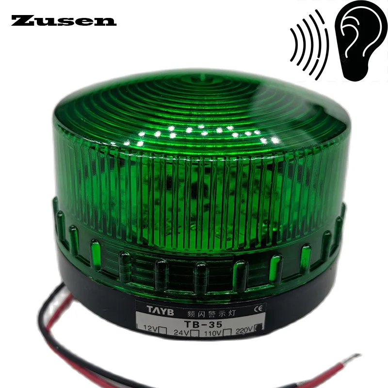 

Zusen TB35-G-J with Buzzer 12v 24v 110v 220v Green Security Alarm Light Strobe Signal Small Warning Light LED Lamp