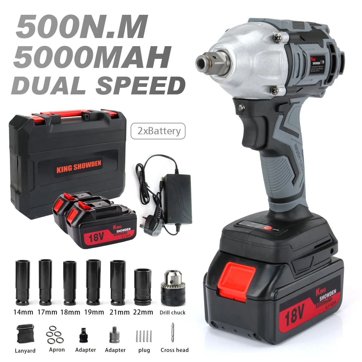 

500N.M Brushless Cordless Impact Wrench 2800RPM Electric Wrench Screwdriver Dual Function Power Tools For Makita 18V Battery