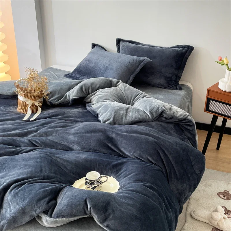 

1pc Velvet Duvet Cover Simple Style Quilt Cover Winter Bed Linen funda nordica Skin-friendly Comforter Covers(No Pillowcase)