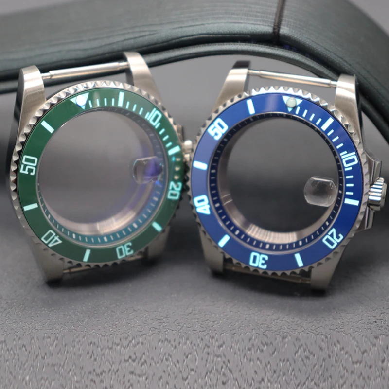 

40mm Diver Watch Case Sapphire Crystal 38mm Ceramic Bezel Insert C3 Luminous For Seiko Nh34 Nh35 Nh36 Movement With Chapter Ring