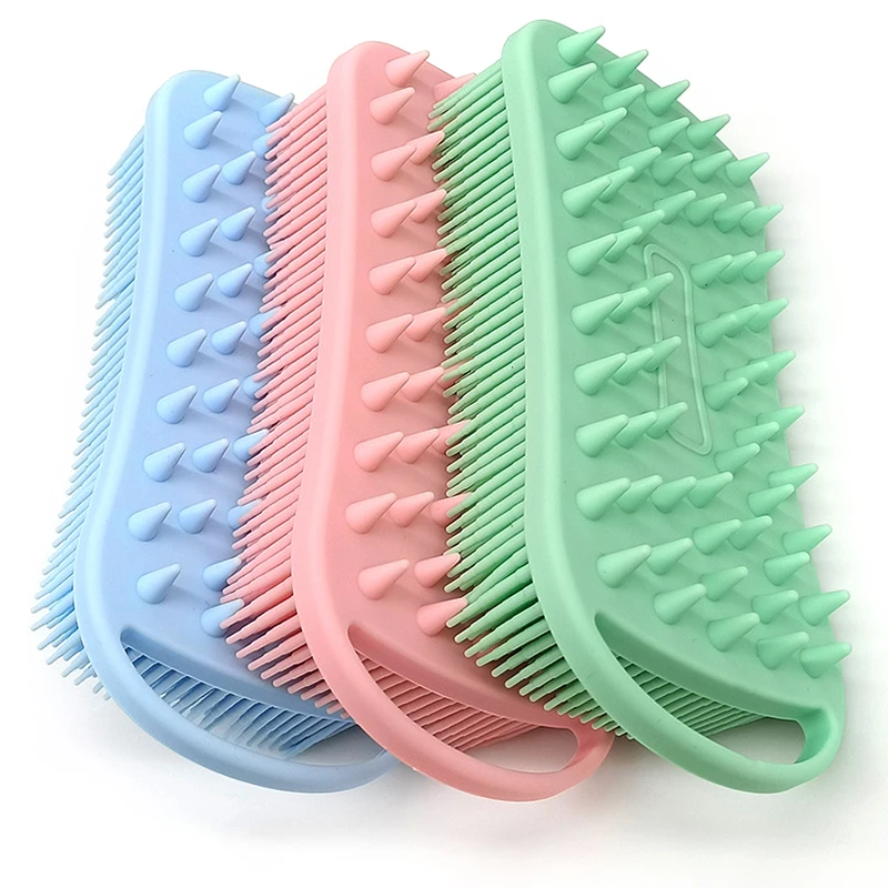 

2 In 1 Silicone Shower Brush Scrubber Soft Scalp Massager Shampoo Brush Double-Sided Body Brush Foam Skin Clean Tool