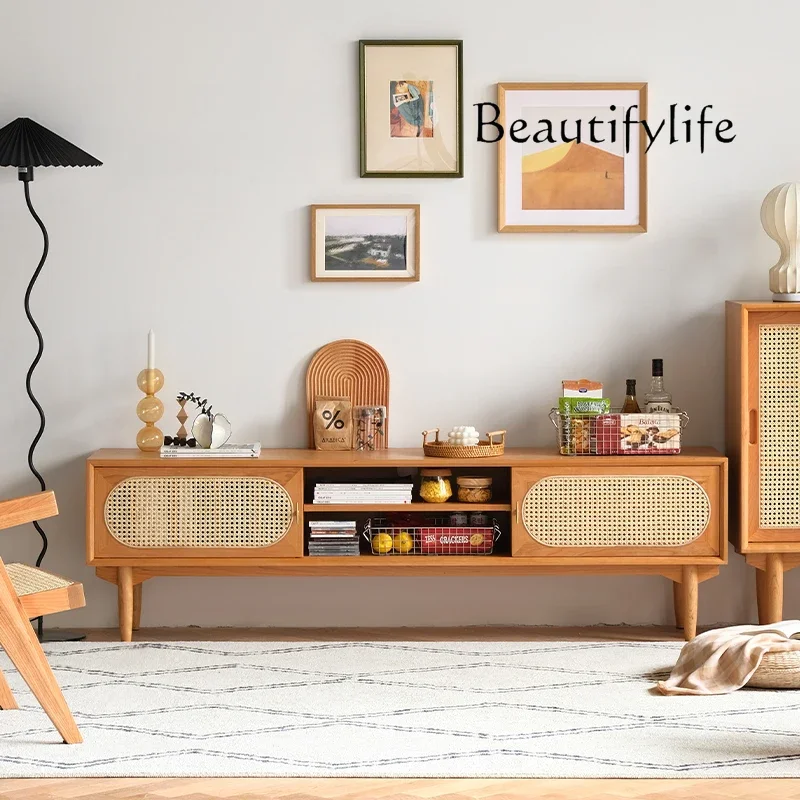 Japanese Rattan Solid Wood TV Cabinet Nordic Living Room Locker Simple and Modern Coffee Table Floor Cabinet
Japanese Rattan Solid Wood TV Cabinet Nordic Living Room Locker Simple and Modern Coffee Table Floor Cabinet