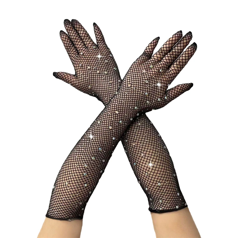 

Женские перчатки с кружевными ремешками, перчатки без пальцев в стиле Лолиты, черные готические обвязки, Солнцезащитный рукав, эластичная сетка, для косплея девушек