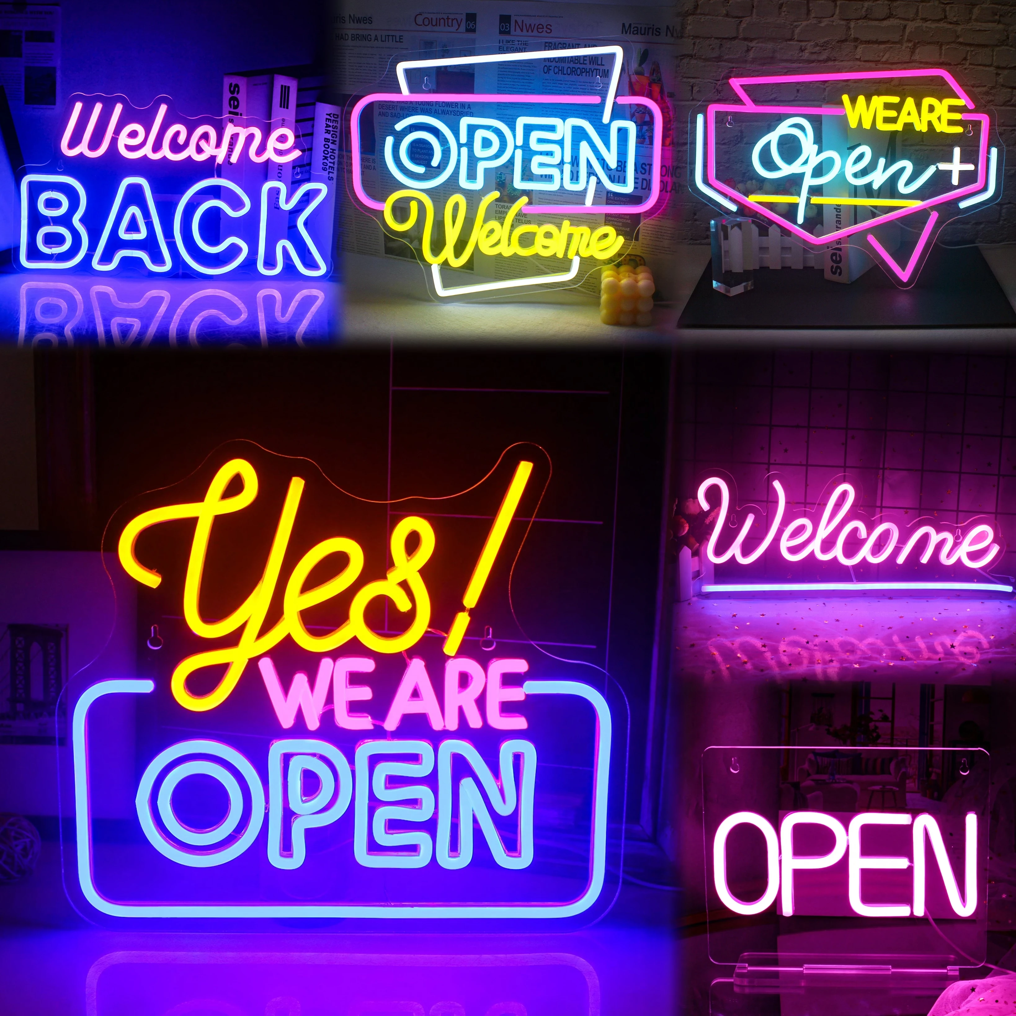 

Yes We Are Open Neon Sigh LED Hanging Wall Light For Shop Store Bar Club Bar Attractive Welcome Sighs Super Bright Lamp Wall Art