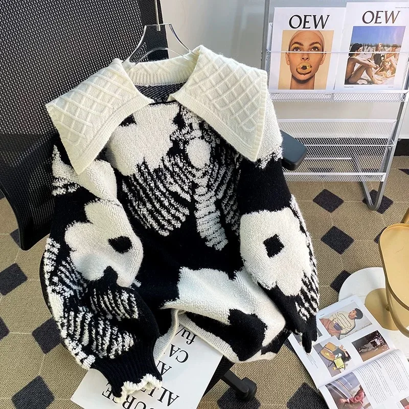 Autumn and Winter Outwear 2023 New Polo Collar Mid length Sweater Women's Loose Vintage Lazy Style Knitwear
Autumn and Winter Outwear 2023 New Polo Collar Mid length Sweater Women's Loose Vintage Lazy Style Knitwear