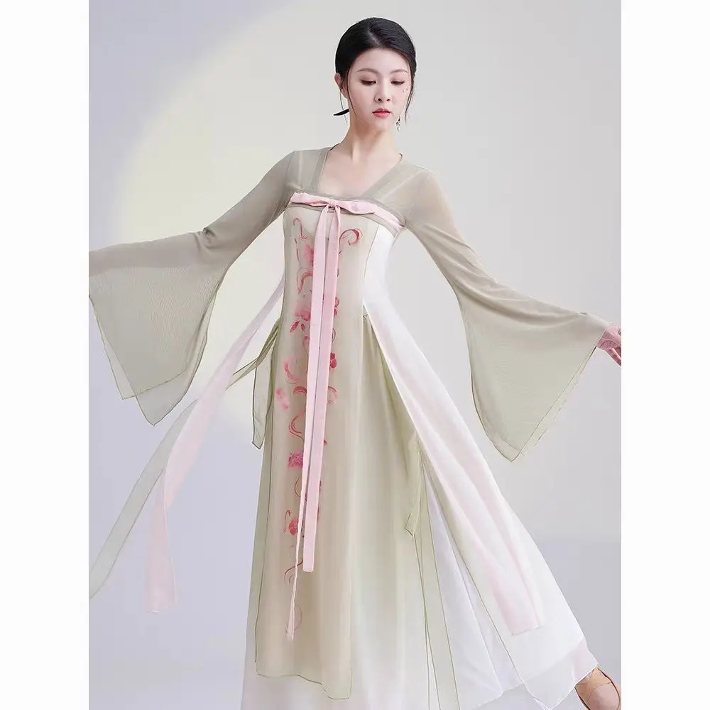 

Classical Dance Costume Hanfu Women's Flowing Training Attire Chinese Dance Ribbon Gauze Top Performance Attire New Style
